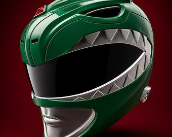 Casco del Ranger Verde de MMPR (archivo STL) / Modelo de máscara para cosplay (impresión 3D) / Descarga instantánea