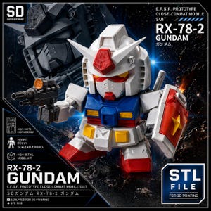 May include: A Super Deformed RX-78-2 Gundam model kit. The robot is primarily white, blue, red, and yellow, with a shield and a gun. The model is 80mm tall and is a high-detail model kit.
