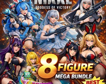 Paquete de 8 figuras STL de NIKKE / Modelos de fan art de la Diosa de la Victoria / Descarga digital instantánea