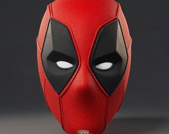 Máscara texturizada de Deadpool (archivo STL) / Máscara magnética para impresión 3D multipartes / Expresión ocular incluida