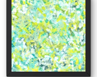 Oil Pastel Painting Original Abstract Green Yellow Textured Wall Art