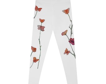 Floral Butterfly Vine Leggings Watercolor Butterfly Print