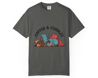 Dachshund Book Lover Shirt, Cozy Coffee & Cuddles Tee, Cute Dog Mom Gift, Fun Bookish Dog T-Shirt, Perfect Reading Day Top