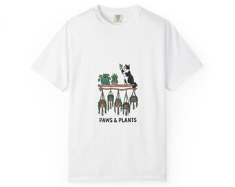 Cat Plant Shirt, Cat Lover Gift T-Shirt, Funny Cat and Plant Tee, Cozy Graphic Cat Shirt