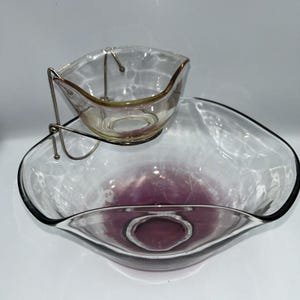 Vintage 3 Piece Ruby Colored Chip And Dip Set Indiana Glass Co. w/Box