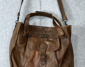 Bolso cambiador de viaje de piel marrón Vintage Overland Outfitters - Grande