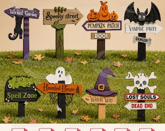 Halloween Directional Signs Bundle Laser Cut, Spooky Yard Signs SVG, Glowforge Files, Cricut Svg,Cnc Cut Files