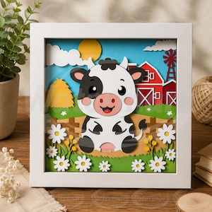 Cow Shadow Box SVG, Layered Cow Papercut, Farm Animal SVG, 3D Shadow Box, Paper Cut Template, Cricut SVG, Glowforge File