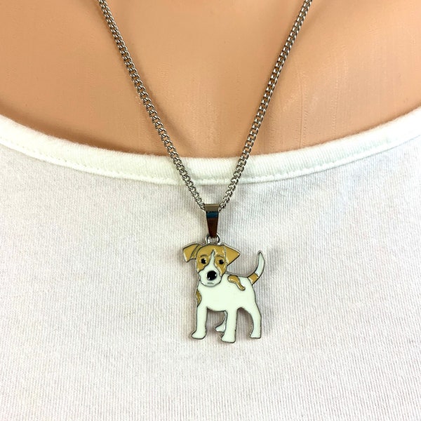 Jack Russell Terrier Necklace, Jack Russell Terrier Gift, Dog Charm Necklace, Choose Black Cord or Stainless chain