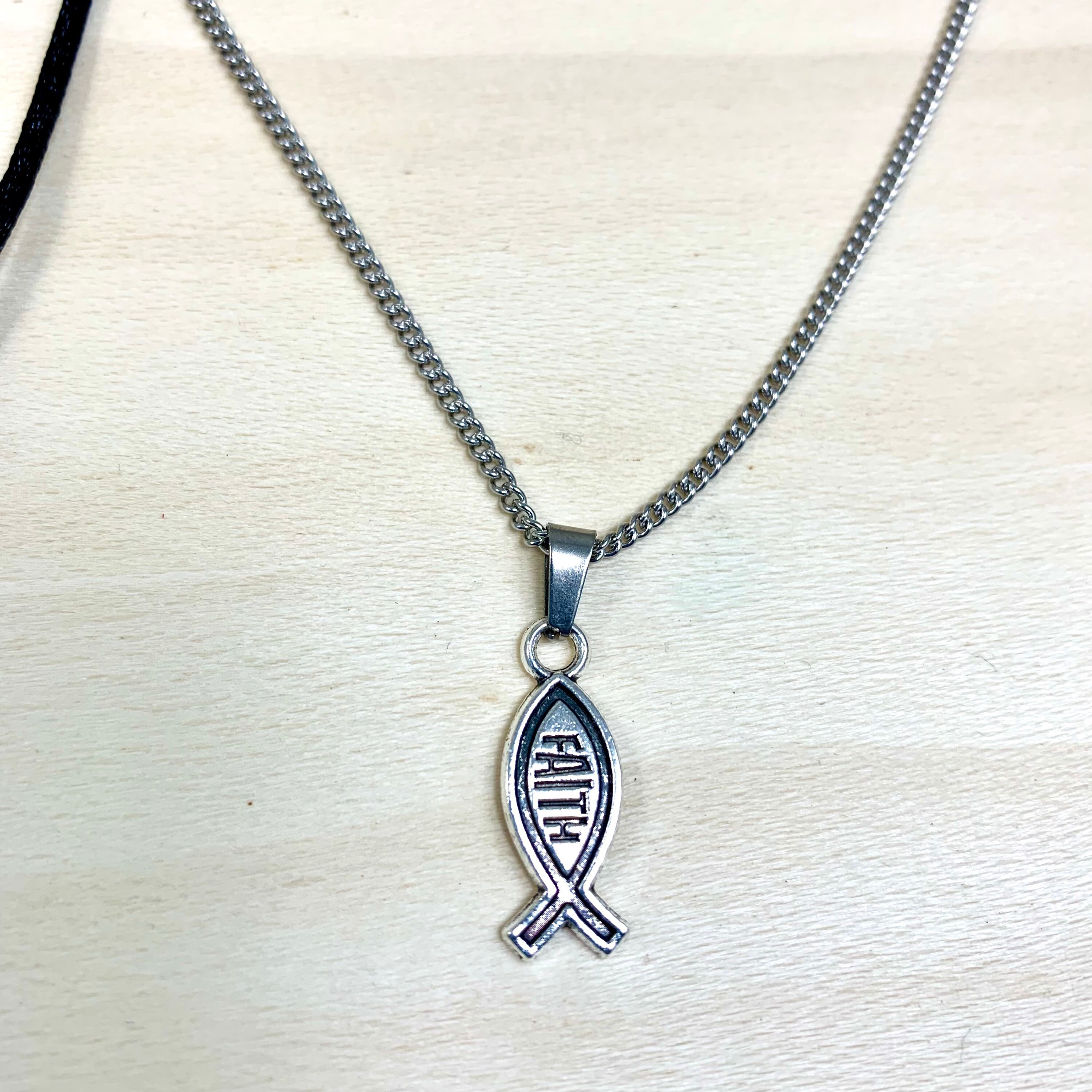 Ichthus Fish Necklace Christian Fish Necklace Faith Fish Etsy