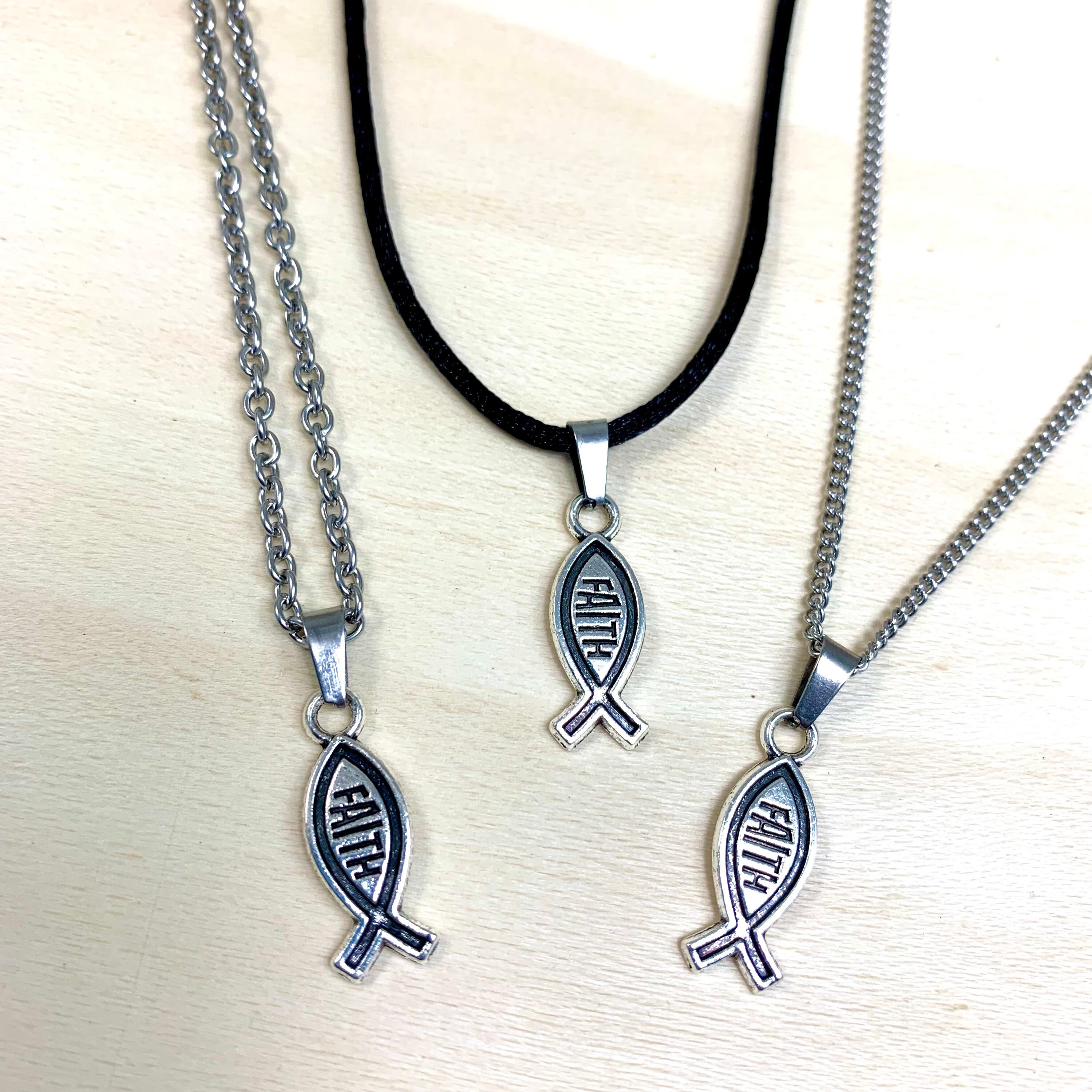 Ichthus Fish Necklace Christian Fish Necklace Faith Fish Etsy