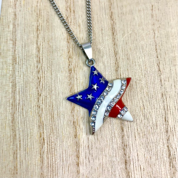 Buy 4th of July American Flag Necklace Earrings for Women Enamel Patriotic  Heart Star Pendant Necklace Independence Day Drop Dangle Earring Patriotic  Jewelry Set Giftce Earrings Set 4th of July Jewelry Gift,