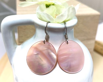 Pink Shell Earrings | Etsy