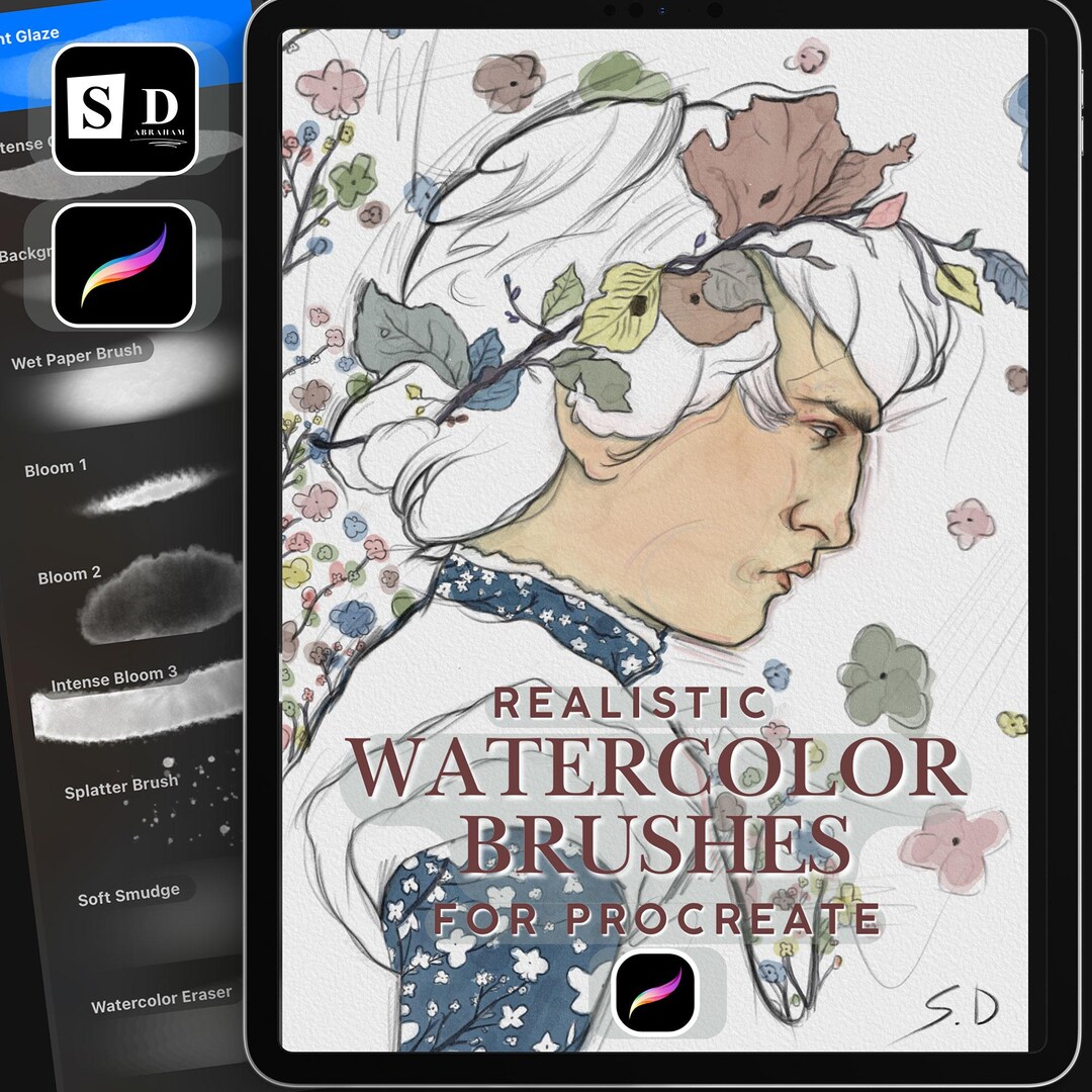 Procreate Watercolor Brushes - Realistic Watercolor Brush Set - Digital ...