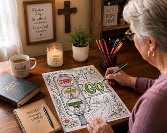 Christian Inspirational Prayer Coloring Page Digital JPEG Download Traffic Light Custom File Formats Upon Request