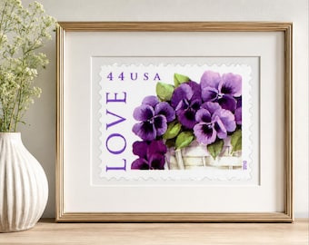 Pansy Love Stamp 44 Cents Pansies in a Basket Coloring Page Digital Download 2010 JPEG and Printing Instructions