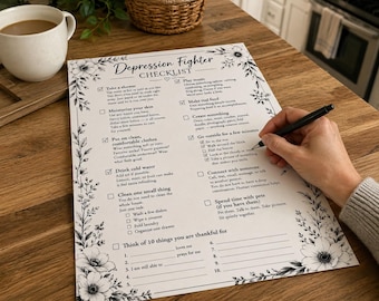 Depression and Anxiety Help Checklist Printable | Mental Health Self Care Anxiety Support Printable | Digital Download