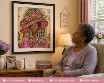 Rose Hat Lady Coloring Page | Sophisticated Fashion Coloring Printable | Adult Stress Relief Art Download JPEG PNG TIFF files