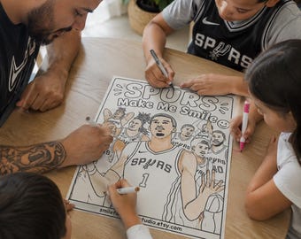 Spurs Make Me Smile Coloring Page for Playoff Fun Digital Download with print instructions