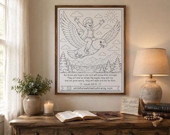 Isaiah 40:31 Eagle Coloring Page for Seniors | Christian Printable Activity | Bible Verse Coloring 2 Sheets  Instant Download