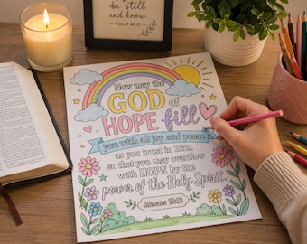 Romans 15:13 Coloring Page – God of Hope Encouragement (Digital Download) Hope