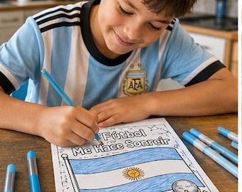 Argentina Soccer Makes Me Smile Coloring Page | World Cup Activity | Senior Friendly Coloring Sheet | Large Print Soccer Fan Gift Digital