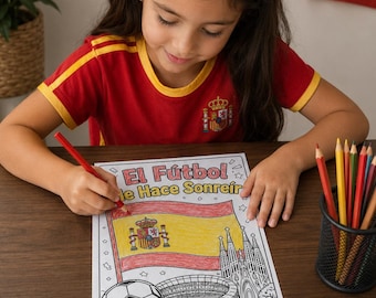 World Cup Spain Coloring Page Soccer Makes Me Smile Digital Download 8.5x11