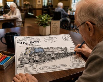 Nursing Home Activity Märklin Big Boy 1 Gauge Coloring Page Vintage Model Train Printable | Union Pacific Steam Locomotive Instant Download