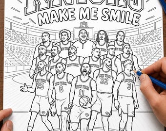 Knicks Make Me Smile Coloring Page | Basketball Fan Coloring Sheet  Sports Coloring Page for Adults & Teens | Instant Download