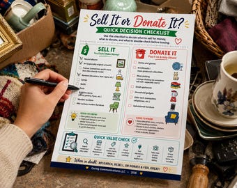 Sell It or Donate It Checklist Printable | Declutter Guide | What to Sell vs Donate | Clutter to Cash PDF | Instant Download
