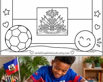 World Cup Haiti Flag Coloring Page Digital Download