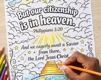 Philipper 3:20 Ausmalseite | Christlicher Glaube Bibelvers (PDF-Download)