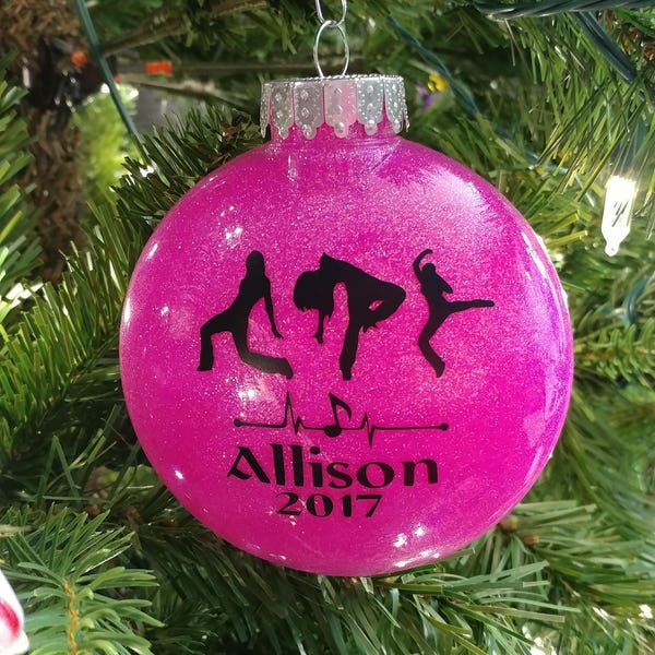 Christmas Ornament - Dance Girl Holiday Ornament - Hip Hop Dance Ornament - Hot Pink Disc Shaped Dance Ornament