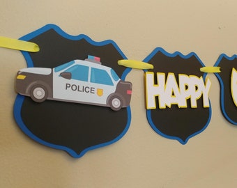 Police Officer Themed Happy Birthday Banner - Police Themed Birthday Party