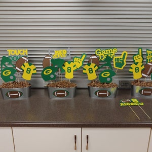 Football Centerpieces - Football Party Decorations - Helmet- Football- Football Theme Decor for Birthday Parties - Set of 4 Centerpieces