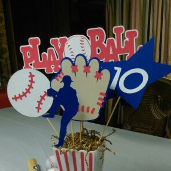 Baseball Centerpiece - Playball Baseball Centerpiece - Glove - Baseball - Star with Age for Birthday Parties - Baseball Centerpiece #2