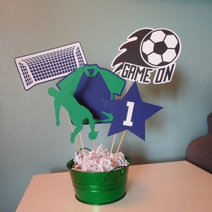Soccer Centerpiece - Game On Soccer Centerpiece - Sports Birthday Party - Baby Shower