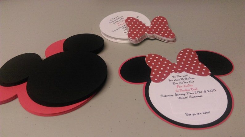 Diy Minnie Mouse Invitations In Red And White Polka Dots Baby Etsy