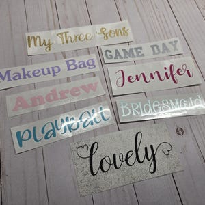 Personalized Iron On Name Decals - Custom Text Decals For Iron On - Heat Transfer Vinyl Custom Decal