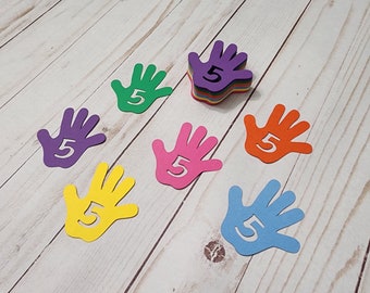 Hi Five Cupcake Toppers - Hi Five I'm Five Birthday Party Theme - Hi Five Party Decorations - 24 Cupcake Toppers