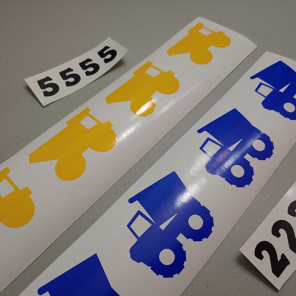 8 Construction Truck Vinyl Cutouts, Dump Truck Cutouts, Construction Truck Decals, Dump Truck Decals For Party Cups, Party Decorations