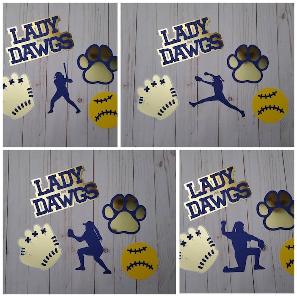 Softball Centerpieces - Girls Softball Centerpiece - Glove Softball Paw for Birthday Parties, Set of 4 Centerpieces