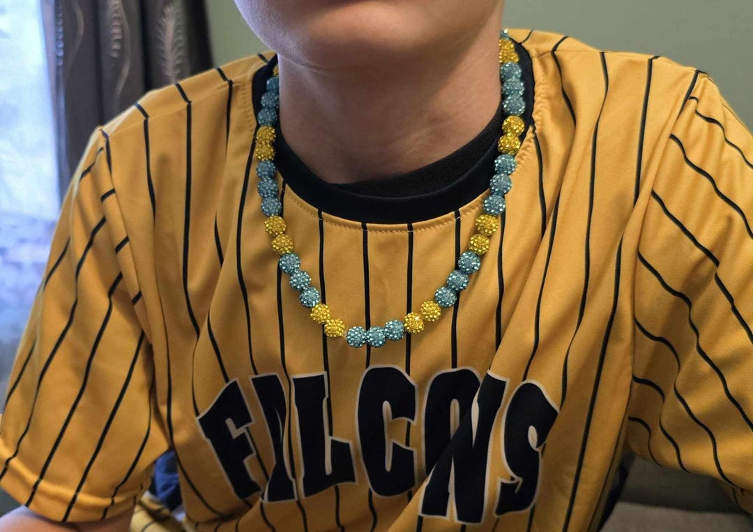 Custom Baseball Rhinestone Bead Drip Necklace and Bracelets Sports Drip ...