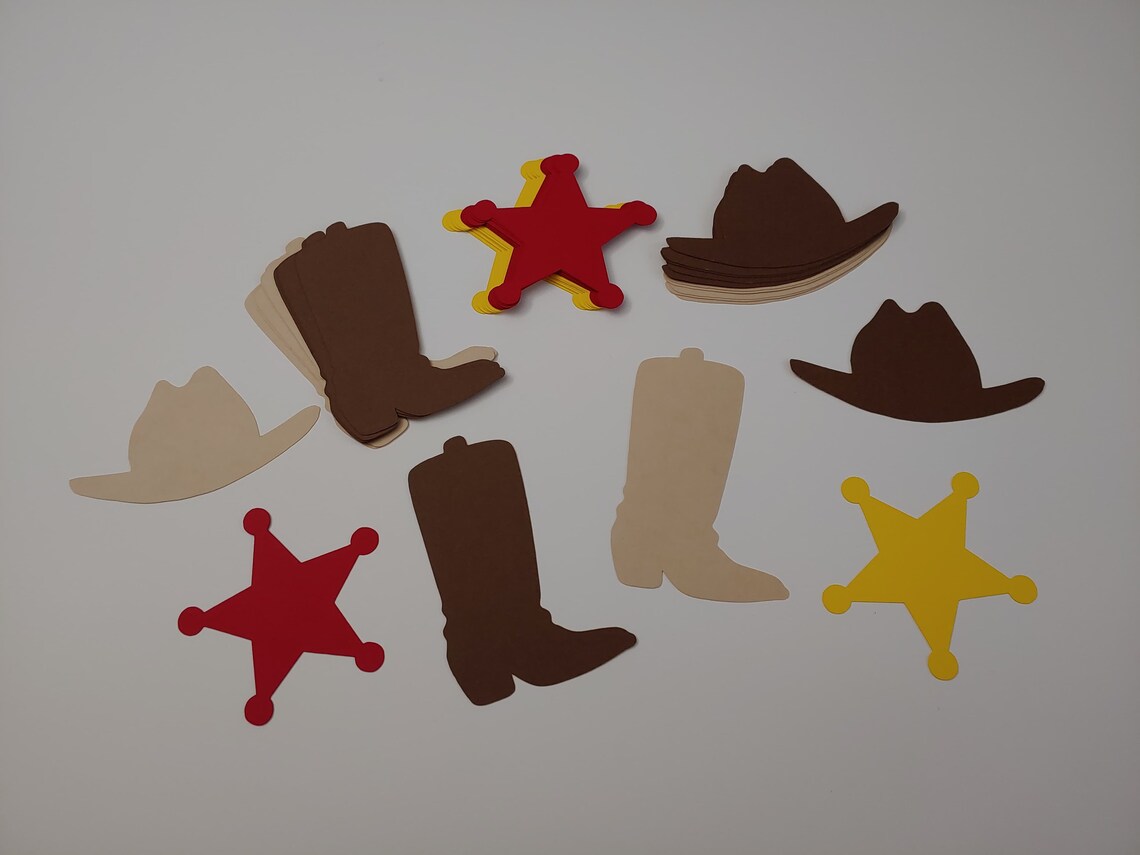 Cowboy Cutouts Cowboy Boots Cutouts Sheriff Badge Cutouts Etsy