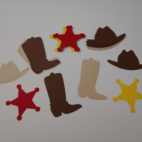 Cowboy Cutouts - Cowboy Boots Cutouts - Sheriff Badge Cutouts - Cowboy Hat Cutouts - Western Theme Party - Western Cutouts