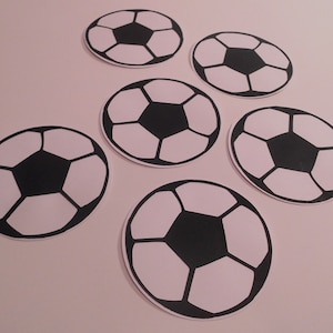 Soccer Ball Cutouts - 12 Soccer Ball Cupcake Toppers - Sports Party Cutouts - 3 Inches Soccer Balls