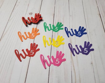 Hi Five Cupcake Toppers - Hi Five I'm Five Birthday Party Theme - Hi Five Party Decorations - 28 Cupcake Toppers