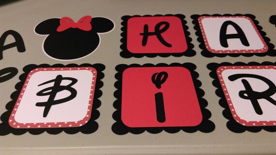 Minnie Mouse Birthday Banner Diy Minnie Mouse Birthday Red Etsy