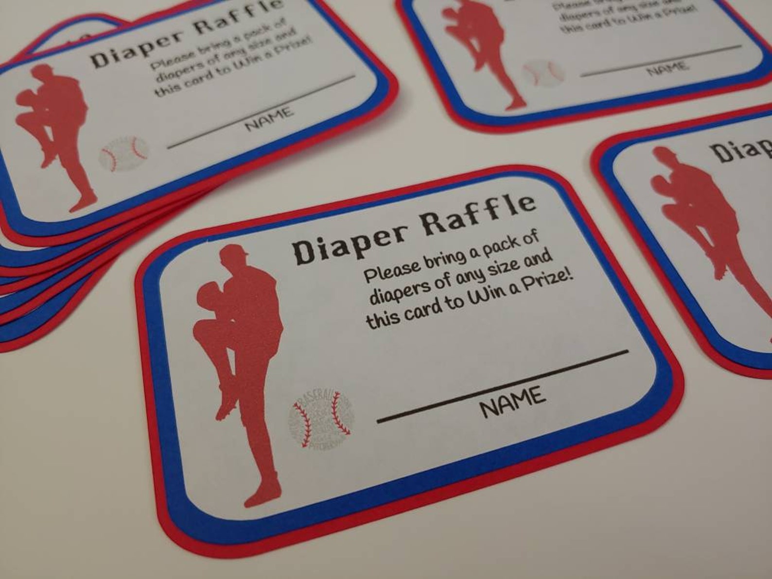 Baseball Ticker Raffle Baseball Diaper Raffle Tickets - Baby Shower Raffle Tickets - Red White ...