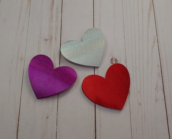 Valentine Heart Cutouts, Glitter Heart Die Cuts, Valentine's Day Cardstock  Decals, Heart Shaped Cutouts 